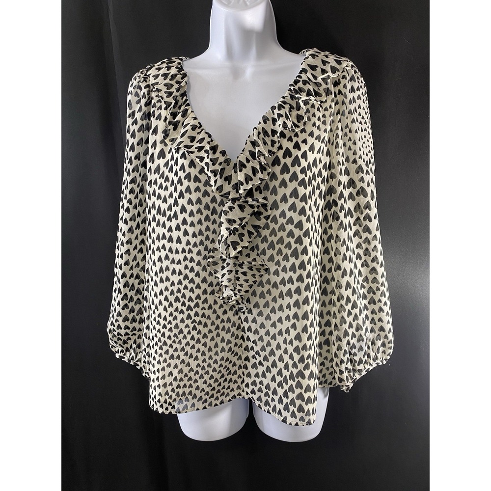 J Crew Womens Valentines Day Shirt Size Medium Ruffle Hearts Coquette Twee Girl